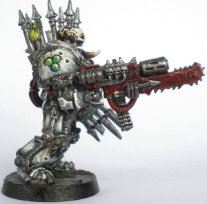 Side view of a colossal Chaos Terminator weapon (Combi-Melta).