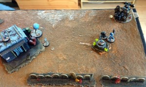 While the rest of the Imperials cautiously advance under thudd-gun fire the assassin checks to see if the Huscarkl has been hidden down a well.  The guard puts up fierce (and frankly highly unlikely) amounts of resistance, allowing the Cerebalite to sic his Medushark on him.