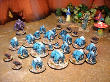 Death Ferrets harry the flacks of the herd as it flees from the Cudbear, searching for the old or weak.  Should the cudbear make a kill, it will not eat again for four cycles.