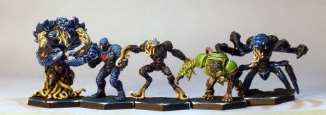 L to R: Nameless Hard Guard, Corporation Human, Nameless Sticky Guard, Veer-myn Striker, Nameless Striker.