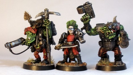 L to R: Nazgrub Wurrzag Gorkamorka special character, Blood Axe Human Advisor, AoBR Nob