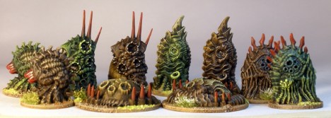 Sedition Wars techno-organic terrain pieces.