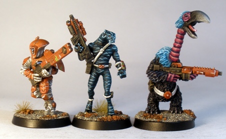 L to R: Gw Tau Fore Warrior, CP Models Loor, CP Models Avian