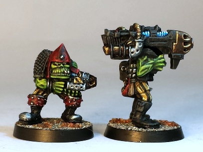 Plasma Gun and Heavy Plasma Gun. The next unit of Swabz will have a Heavy Bolter and a Flamer.