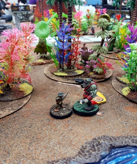 Zardork repays Private Bush for his generous donation of las fire with a bejewelled straight left to the mush in passing. "Ive got a gol-den twin-kle in my eye..."