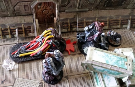 Ignoring the epic struggle between cyber-mastiff and bulldozer-man, the weird from of Cypher extracts the data crystal from the immobile body of Dr Voidstrom, ending the game in a draw.