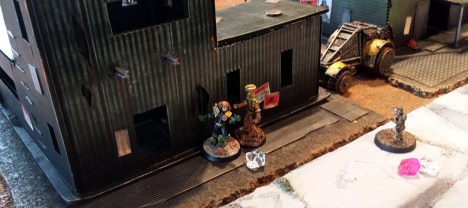 Judge Geller escorts a witness into cover while under close range fire from Leprecian forces.