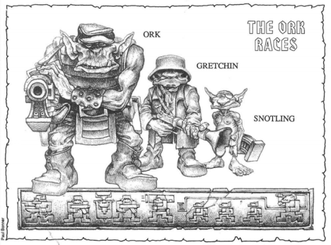 Paul Bonner Illustration of The Ork Races from Waaargh the Orks.