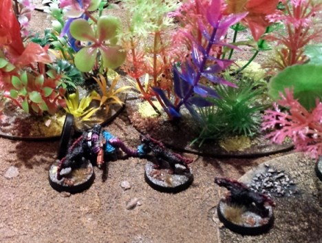 The humid jungles of Krellborn IX are no place to be alone, particularly if one happens to taste like chicken.  A pack of Death Ferrets, riled up from the psychic energy bleed in the area