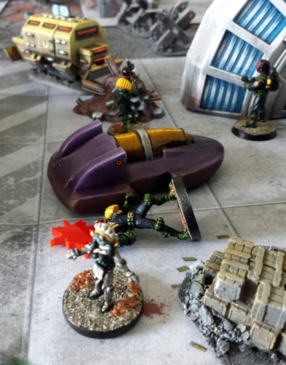 East Meg Judge Alexandrov drops the decadent Judge Malden with long range Krashnikov 97 carbine fire.