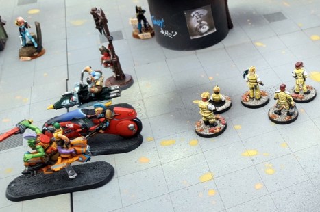 The Bosozoku egos write cheques that their bodies cant cash while buzzing the road crew. 