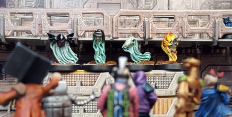 Protesting residents of Dick Valentine Block find out about the escape of the Dark Judges the hard way...