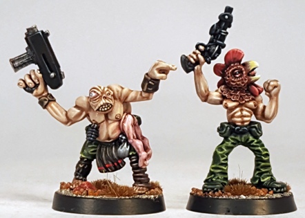 L to R: Demonblade/Worlds End mutant, Citadel Rhode Island Red