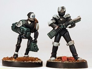 L to R: Pig Iron Productions robot, Mongoose/Warlord Renegade Servo Droid.