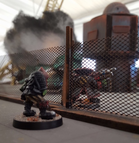 Uzgob encourages Kaptin Fiddy Teef to return to cover, even as a predator explodes to the West.