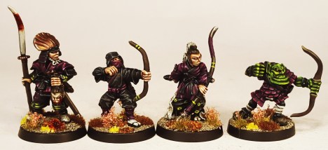 L to R: Foundry (Ex Citadel) Samurai, Citadel Ninja, Foundry (Ex Citadel) Samurai, Marauder Orc